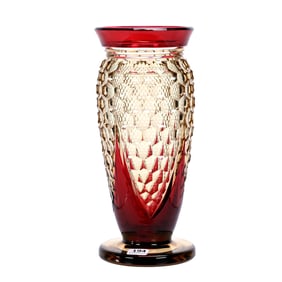 Footed Vase, BPCG, Red Cut To Carmel