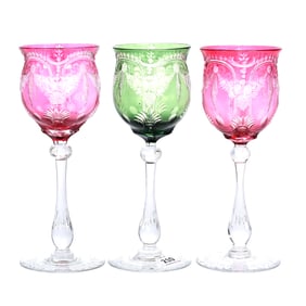 (3) Wine Stems, BPCG, Color Cut To Clear