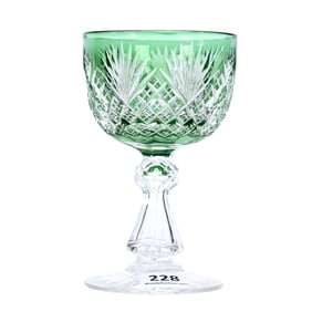 Wine Stem, American Brilliant Cut Glass, Green Cut To Clear