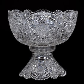 Punch Bowl, Two Part, American Brilliant Cut Glass