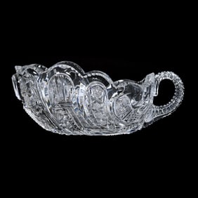 Handled Bon-Bon, Blown Mold, ABCG, Signed Hawkes