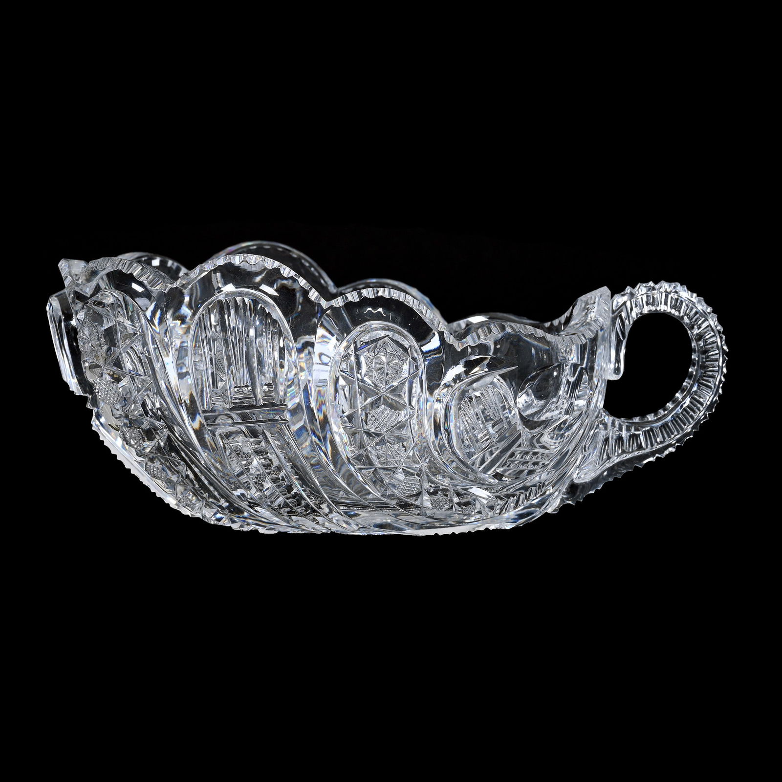 Handled Bon-Bon, Blown Mold, ABCG, Signed Hawkes (1 of 3)