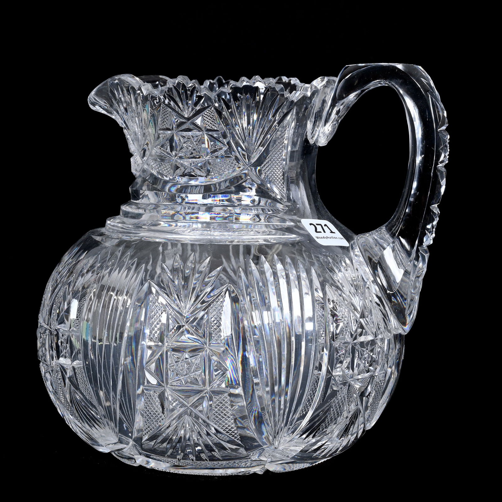 Pitcher, American Brilliant Cut Glass, Protean Pattern By Clark (1 of 3)