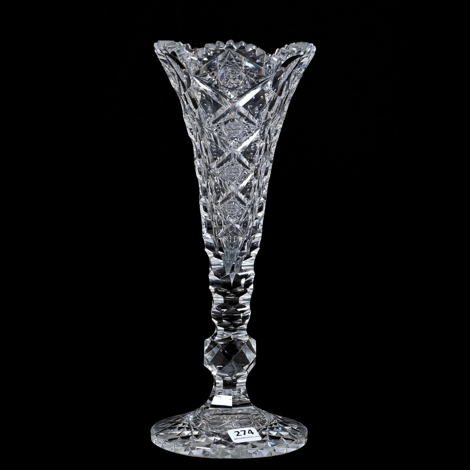 Trumpet Vase, ABCG, Signed Hawkes Queens Pattern (1 of 3)