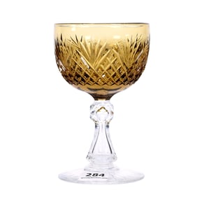 Wine Stem, American Brilliant Cut Glass, Solid Amber Bowl