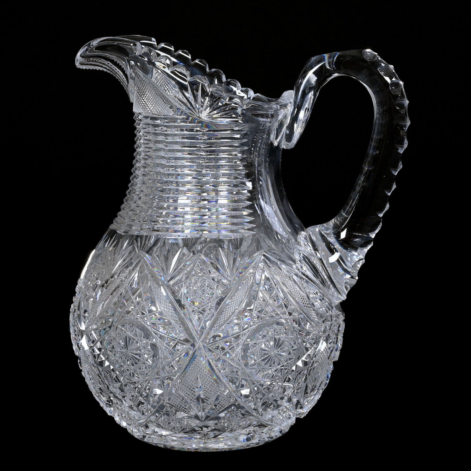 Pitcher, American Brilliant Cut Glass, Pattern #100 By Elmira (1 of 3)