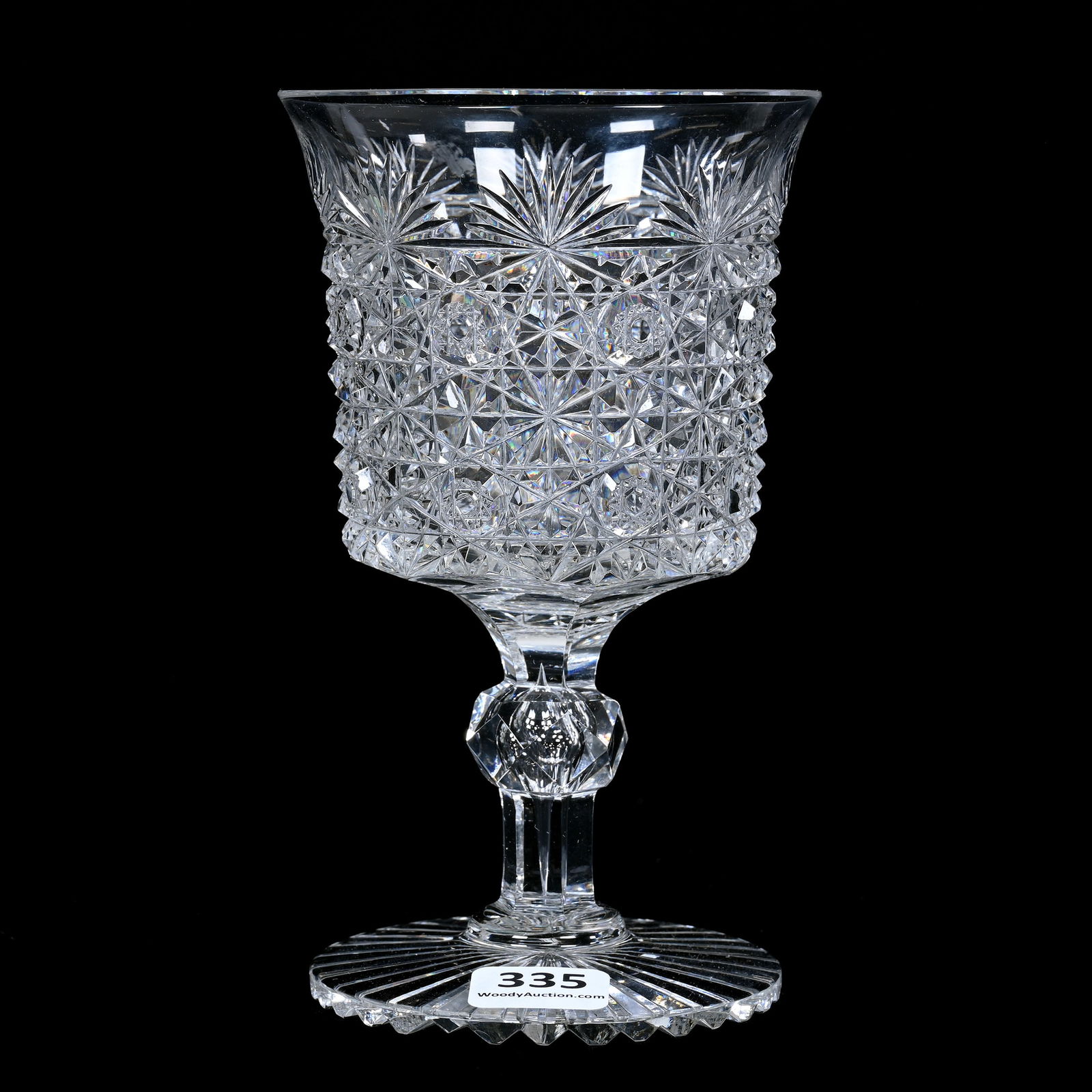 Goblet, American Brilliant Cut Glass, Persian Pattern: Goblet, American Brilliant Cut Glass, Persian Pattern, 5.75" x 3.5", Ray Cut Foot, Nice Example, Missouri Private Collection.