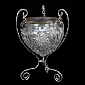 Hanging Flower Vase, American Brilliant Cut Glass