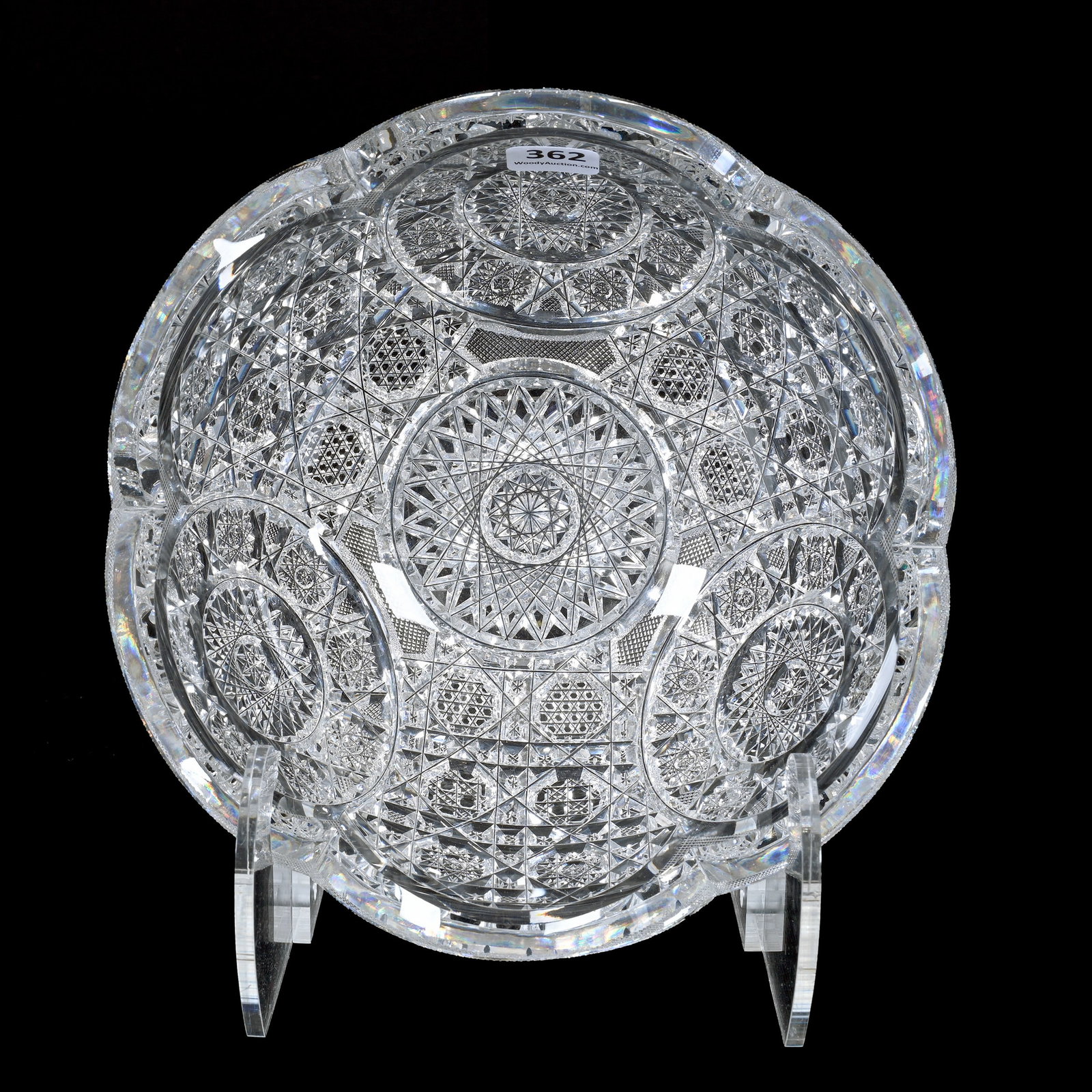 Bowl, ABCG, Signed Taylor Bothers Bellevue Pattern: Bowl, American Brilliant Cut Glass, Signed Taylor Bothers Bellevue Pattern, 3.75" x 8", Extra Heavy Blank, The Estate of David Fuchshuber.