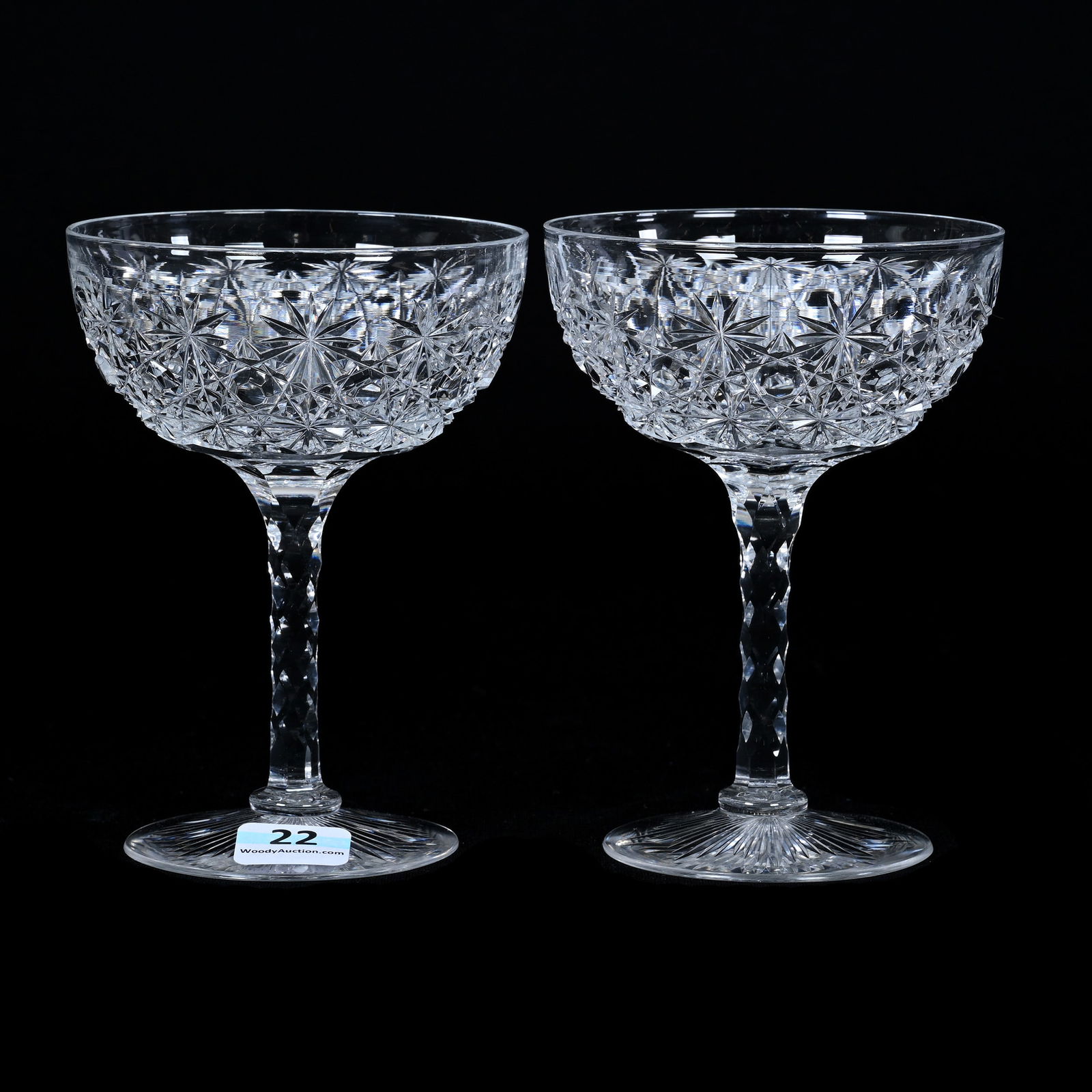 (2) Champagne Stems, American Brilliant Cut Glass (1 of 3)