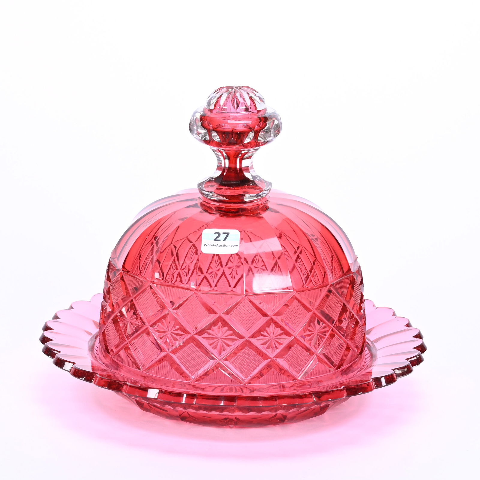 Covered Cheese Dish, BPCG, Cased Cranberry (1 of 3)