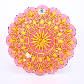 Plate, BPCG, Cased Cranberry Cut To Gold