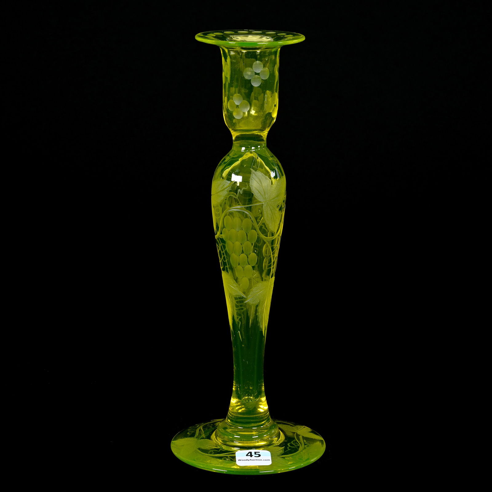 Candlestick, ABCG, Solid Vaseline Glass (1 of 4)