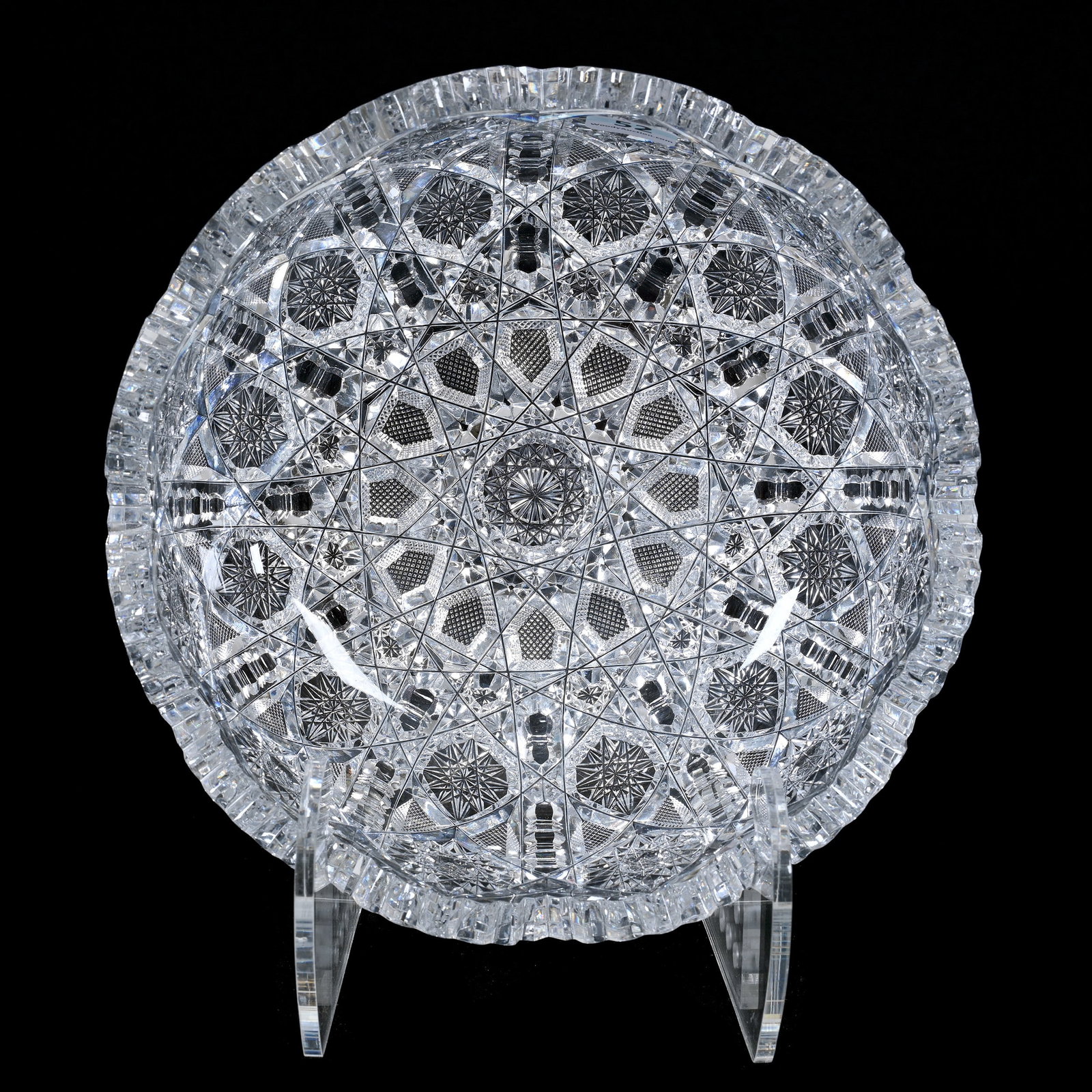 Bowl, ABCG, Juliette Pattern By Irving: Bowl, American Brilliant Cut Glass, Juliette Pattern By Irving, 3.5" x 8", Tooth Chip, Estate Of Jean & Ralph Borelli.