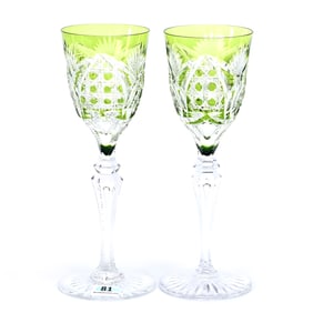 (2) Wine Stems, BPCG, Green Cut To Clear