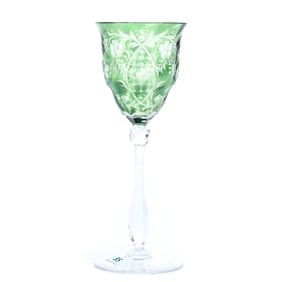 Wine Stem, BPCG, Signed Webb Green Cut To Clear