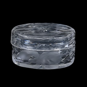Oval Covered Box, ABCG, Signed Hawkes Gravic Glass