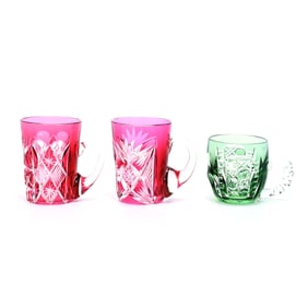 (3) Miniature Mugs, BPCG, Color Cut To Clear