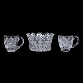 (3) Russian Pattern Items, American Brilliant Cut Glass