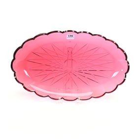 Oval Tray, BPCG, Cased Cranberry