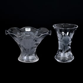 (2) Kalana Style Vases Attributed To Dorflinger