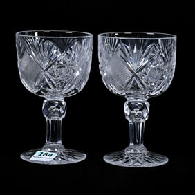 Pair Wine Stems, ABCG, Imperial Pattern By Straus