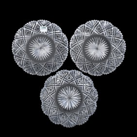 (3) Plates, ABCG, Middlesex Pattern By Dorflinger