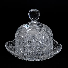 Covered Cheese Dish, American Brilliant Cut Glass