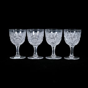 (4) Wine Stems, American Brilliant Cut Glass