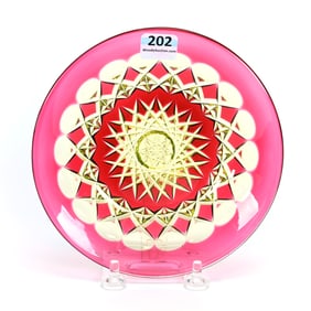 Plate, BPCG, Cranberry Cut To Vaseline