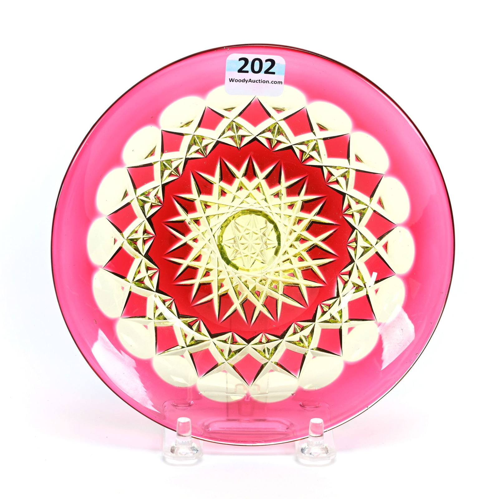 Plate, BPCG, Cranberry Cut To Vaseline (1 of 3)