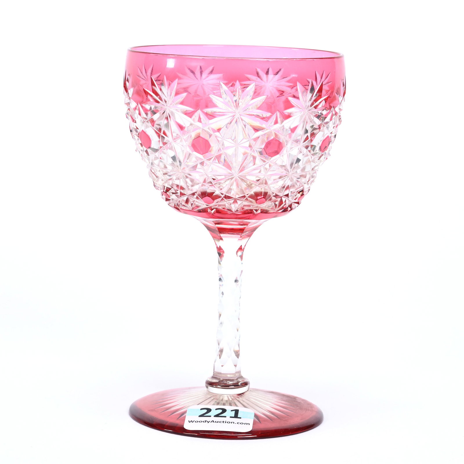Wine Stem, ABCG, Russian Pattern: Wine Stem, American Brilliant Cut Glass, Russian Pattern, 4.75" x 2.75", Clear Cut Buttons, Diamond Cut Stem, Colored Ray Cut Foot, Ruth & Charles Kwartler Collection.