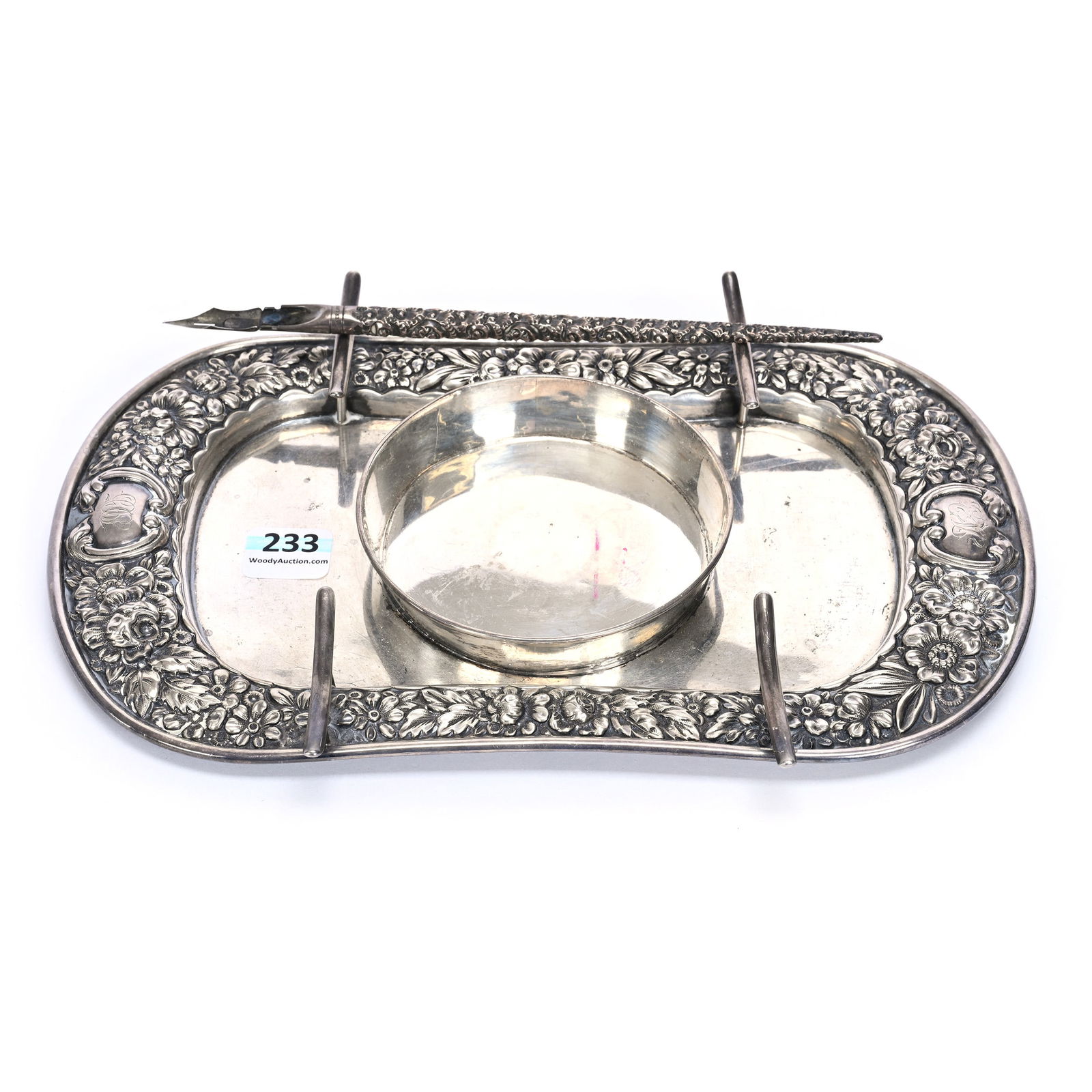 Sterling Inkwell Tray/Pen Holder By Gorham #B955 (1 of 5)