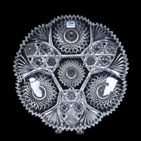 Round Tray, American Brilliant Cut Glass