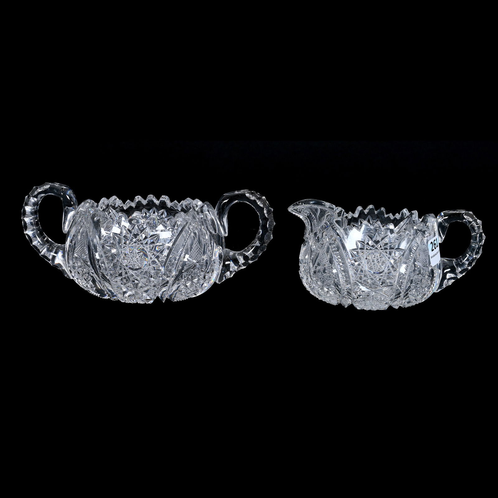 Creamer & Sugar Set, American Brilliant Cut Glass (1 of 5)