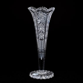 Trumpet Vase, ABCG, Teutonic Pattern By Hawkes