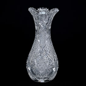 Vase, Bowling Pin Shape, American Brilliant Cut Glass