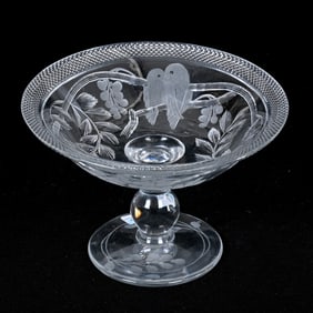 Compote, ABCG, Signed Libbey Wisteria Pattern