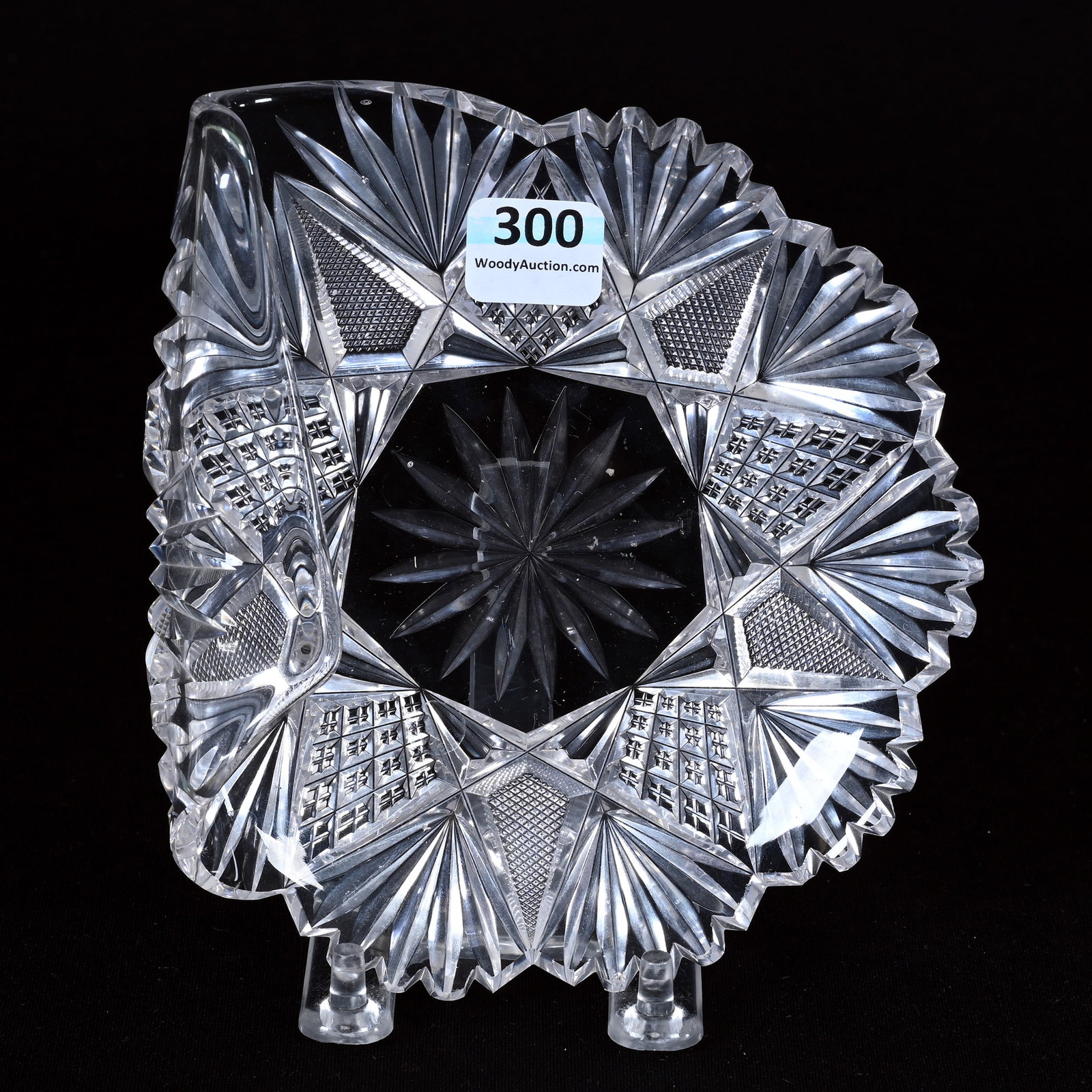 Plate, Handgrip, Mt. Washington Priscilla: Plate, Handgrip, Mt. Washington Priscilla, American Brilliant Cut Glass, 6", Crosscut Diamond, Strawberry Diamond And Fan Motif, Ray Cut Center, Missouri Private Collection. UPDATED 5-13-24: Added Mak