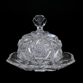 Covered Butterdish, American Brilliant Cut Glass