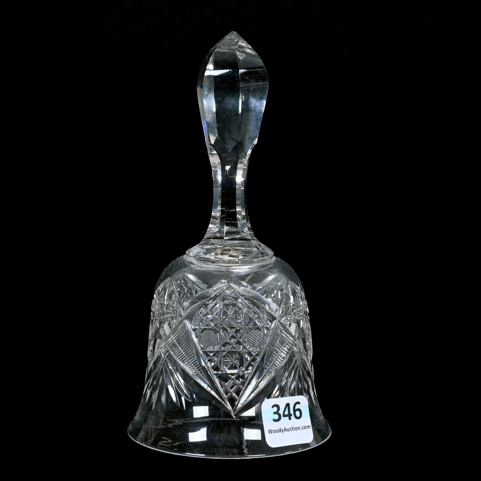 Dinner Bell, American Brilliant Cut Glass: Dinner Bell, American Brilliant Cut Glass, 6" x 3", Cane, Zipper And Fan Motif, Missouri Private Collection.