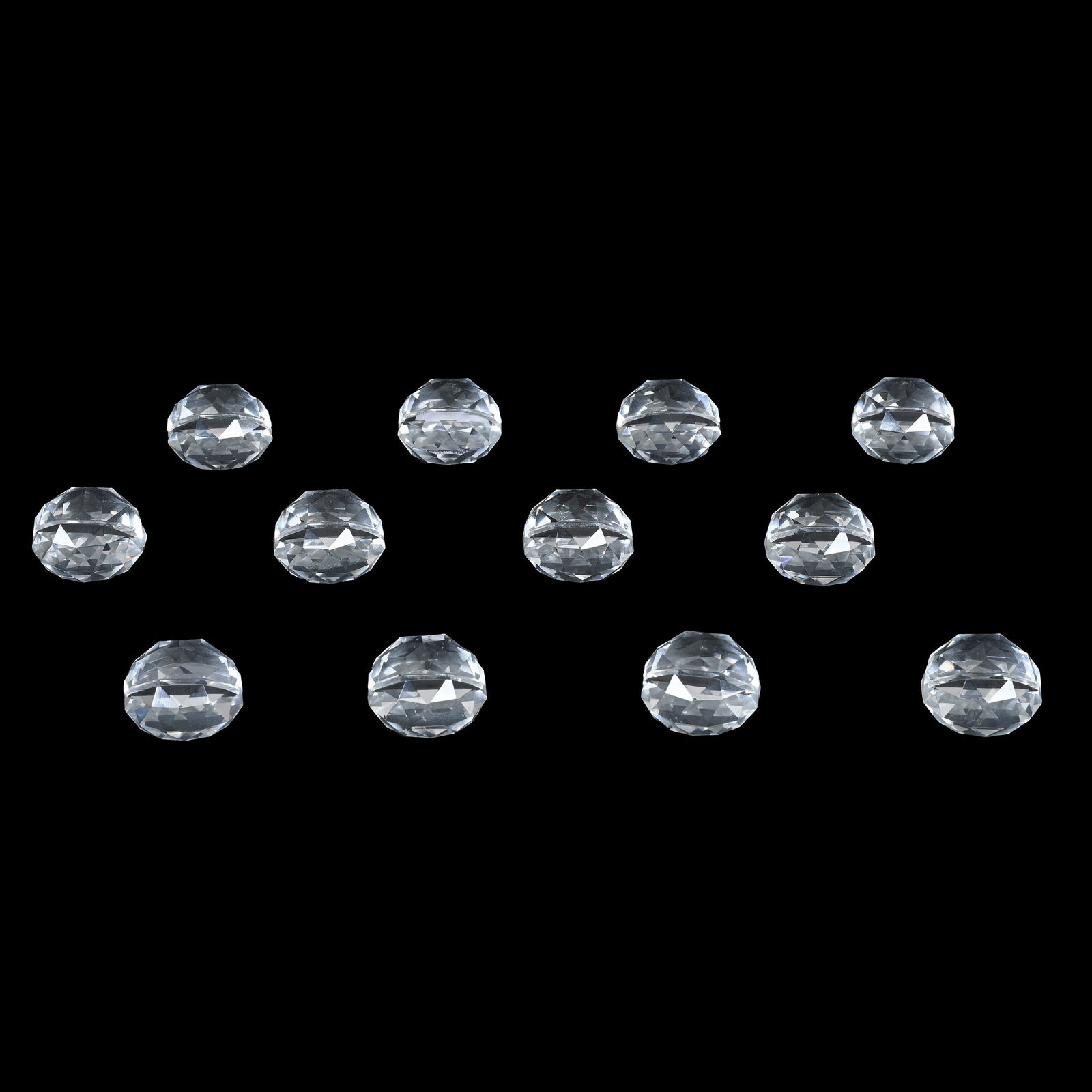 (12) Place Card Holders, American Brilliant Cut Glass: (12) Place Card Holders, American Brilliant Cut Glass, 1.25" x 1.75", Facet Cut, Indiana Private Collection.