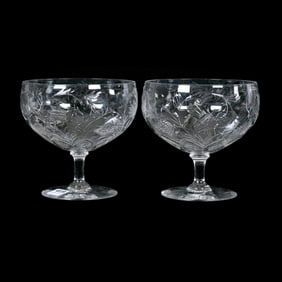 Pair Shrimp Cocktails, American Brilliant Cut Glass