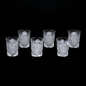 (6) Tumblers, ABCG, Signed Libbey Neola Pattern