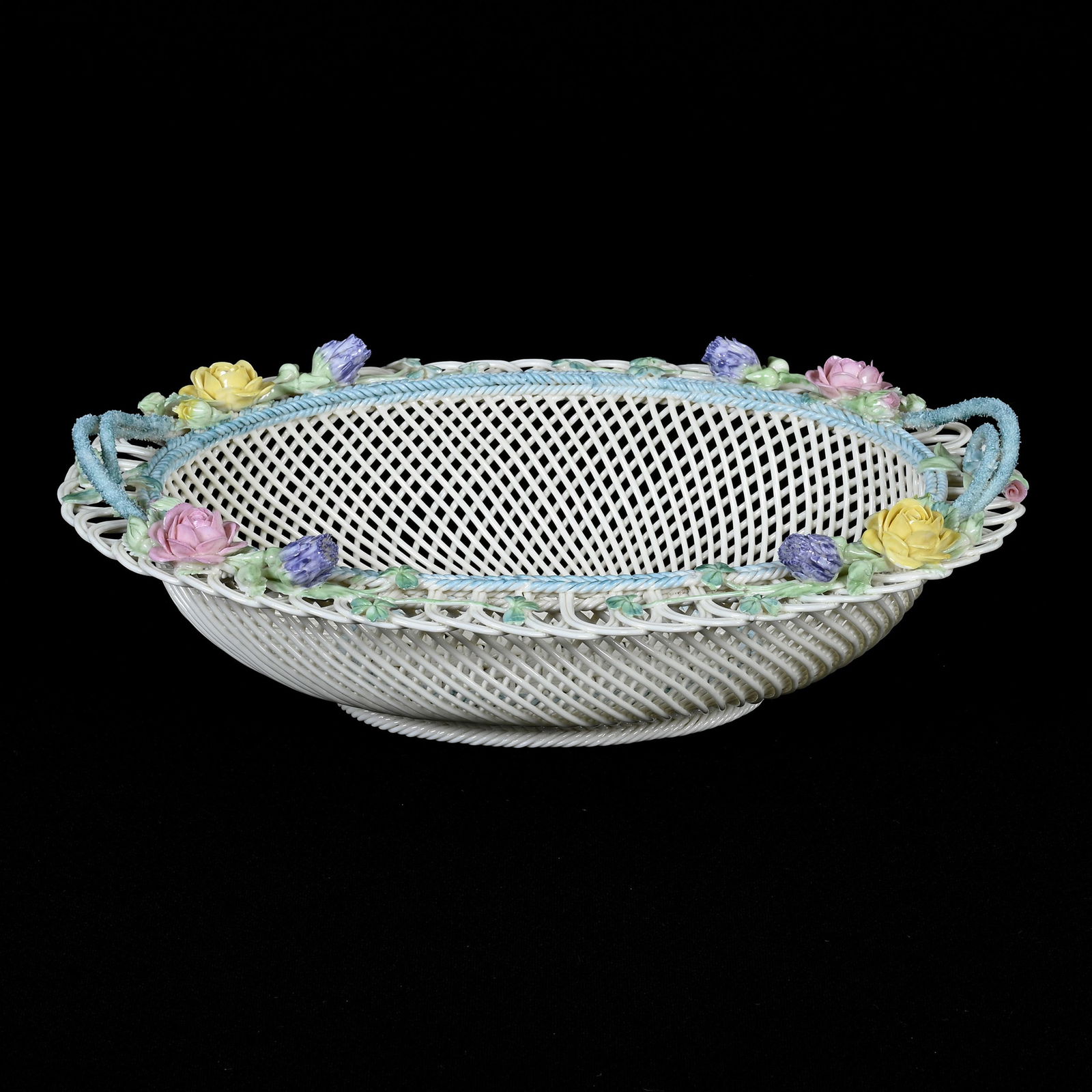 Oval Basket, Irish Belleek, Four Strand Two Pad Mark (1 of 3)
