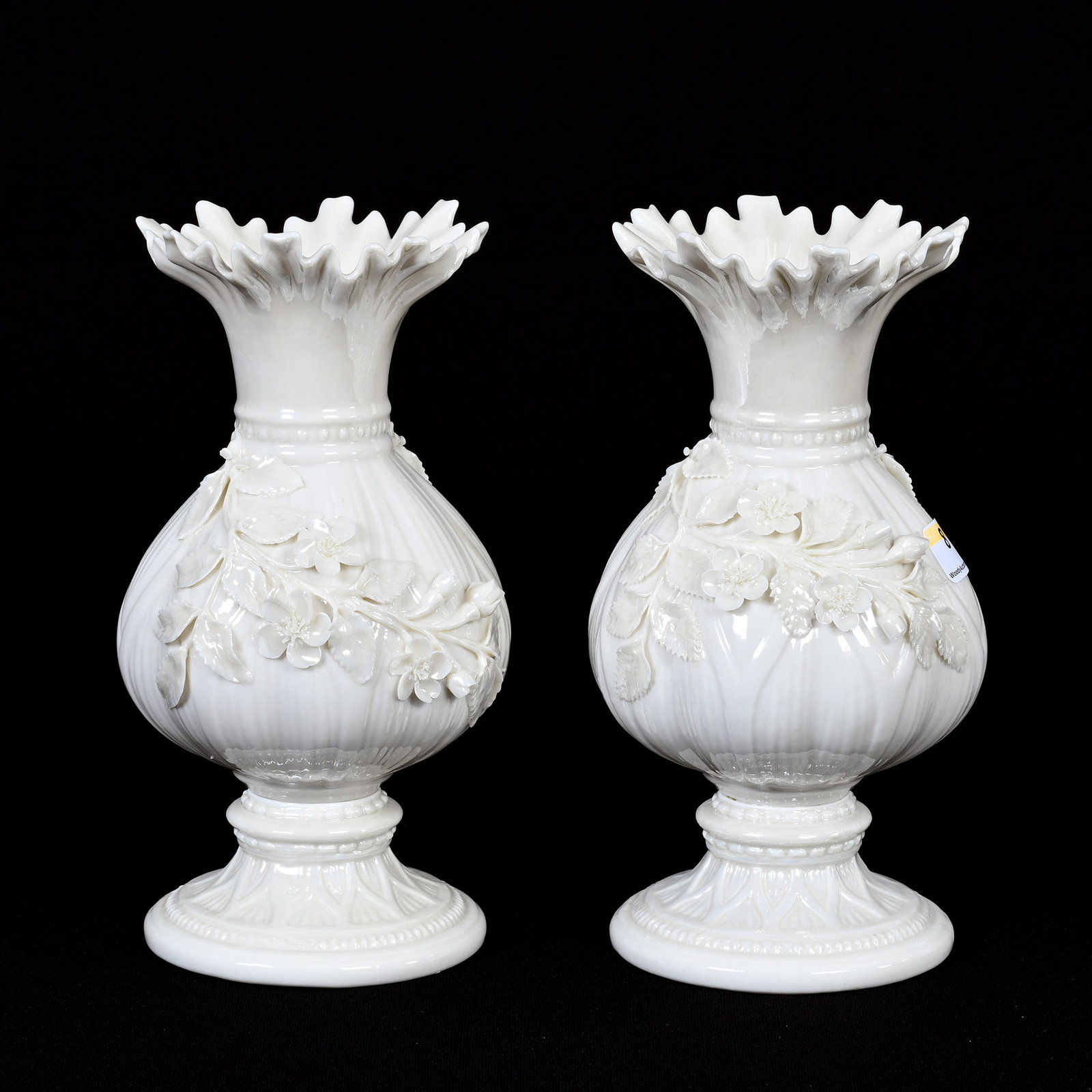 Pair Vases, Irish Belleek Third Black Mark (1 of 3)