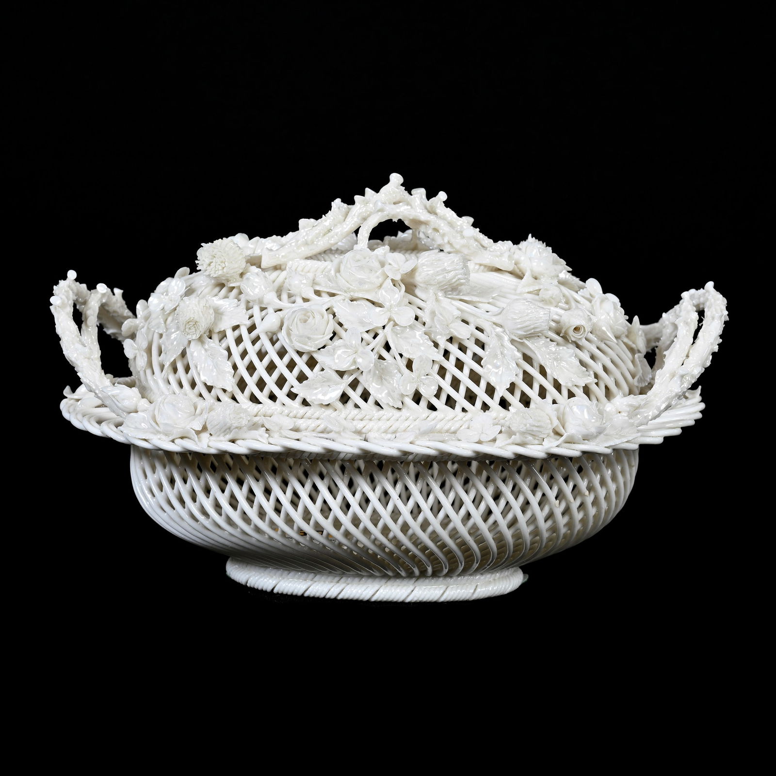 Covered Basket, Irish Belleek First Period (1 of 4)