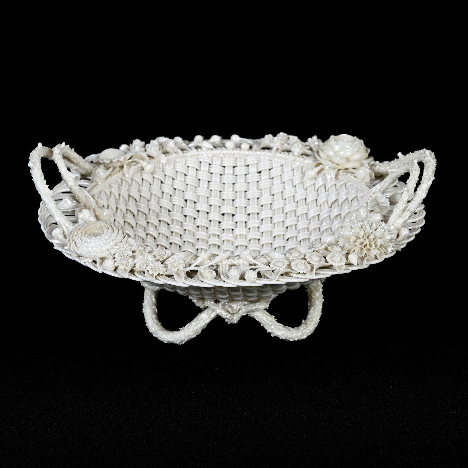 Footed Bowl, Two Handles, Irish Belleek First Period (1 of 4)