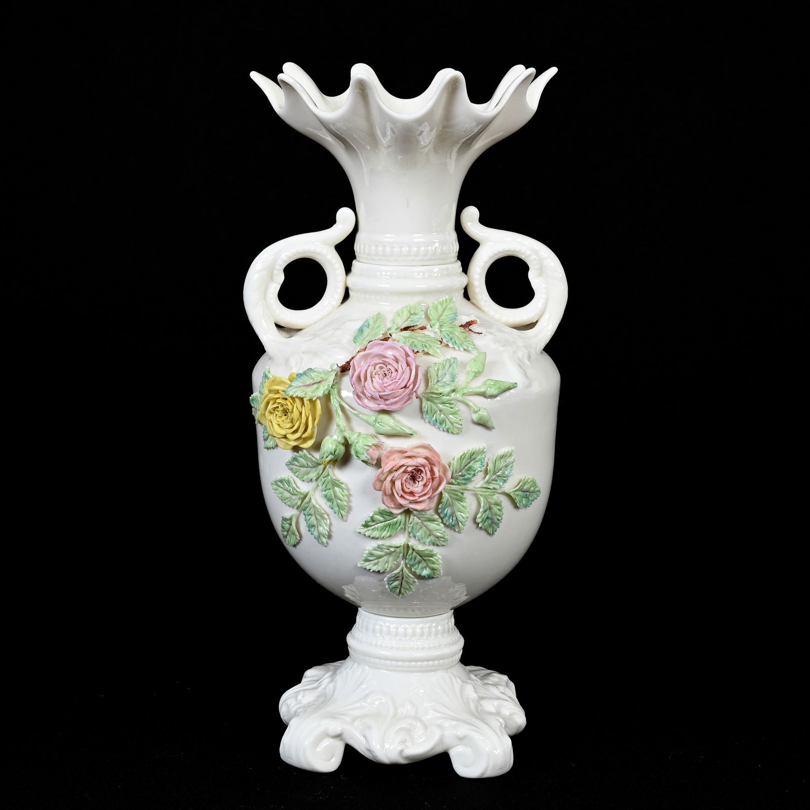 Pedestal Vase, Irish Belleek, Fifth Green Mark (1 of 3)