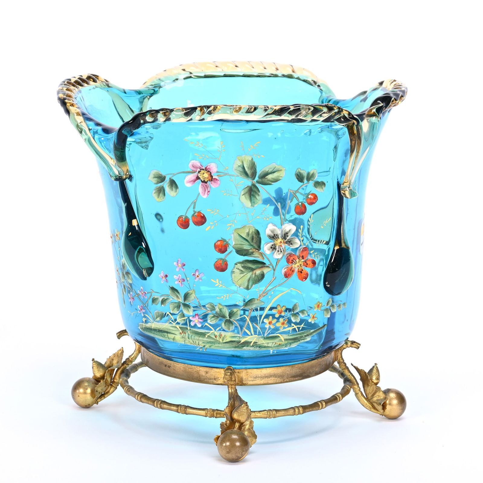 Vase, Unmarked Moser Blue Art Glass (1 of 4)